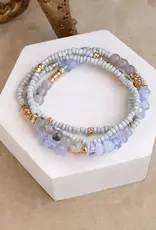Sunwashed Dainty Beaded Bracelet Set (4pc) - Lt Blue