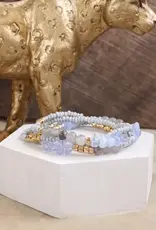 Sunwashed Dainty Beaded Bracelet Set (4pc) - Lt Blue