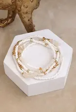 Sunwashed Dainty Beaded Bracelet Set (4pc) - White