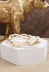 Sunwashed Dainty Beaded Bracelet Set (4pc) - White
