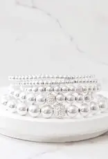 Worn SilverTextured Ball & Beaded Stack Bracelet Set of 5