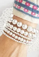 Worn SilverTextured Ball & Beaded Stack Bracelet Set of 5