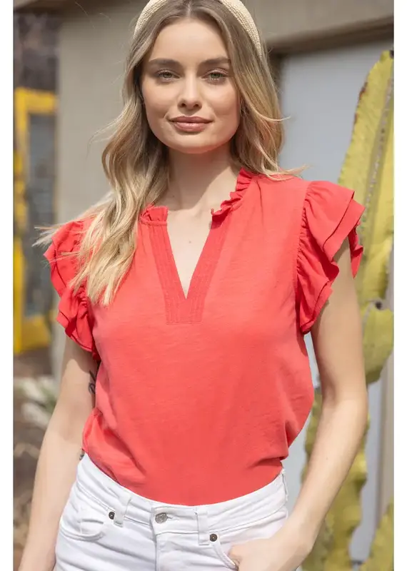 Rachelle Ruffle Sleeve Knit Top