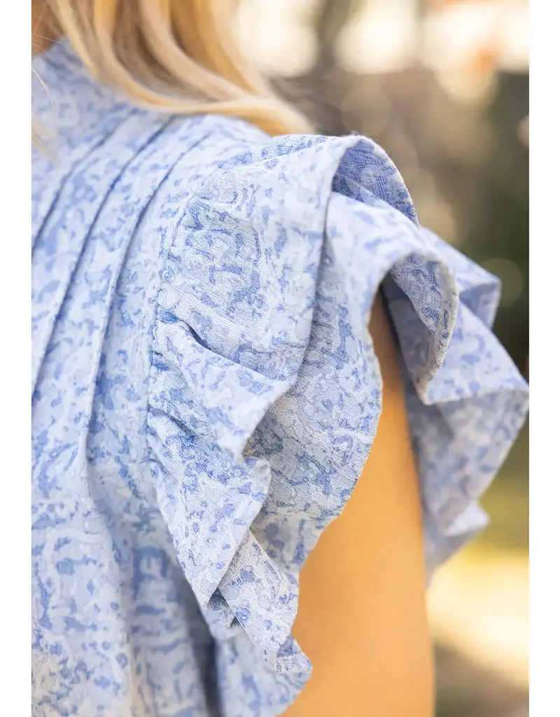Forget Me Not Ruffle Sleeve Pintuck Dress