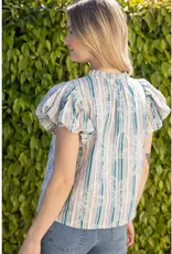 Taylor Stripe Top withn Tassel &  Floral Embroidery Detail