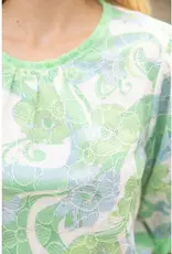 Floral Embroidery Print Lace with Fringe Trim Top