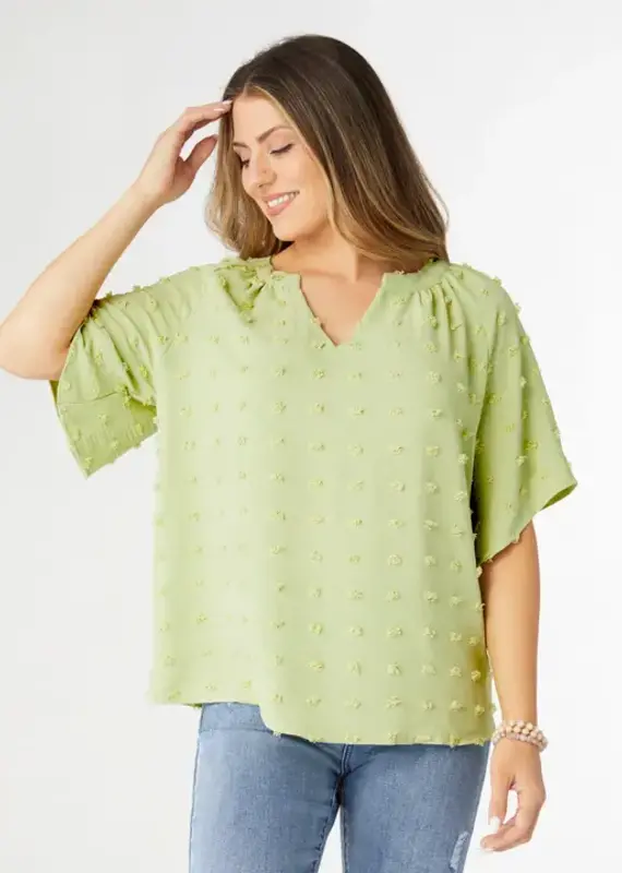 Stevie V-Neck Swiss Dot Top