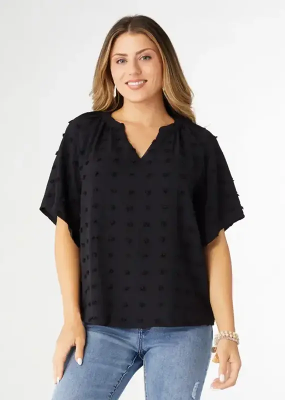 Stevie V-Neck Swiss Dot Top