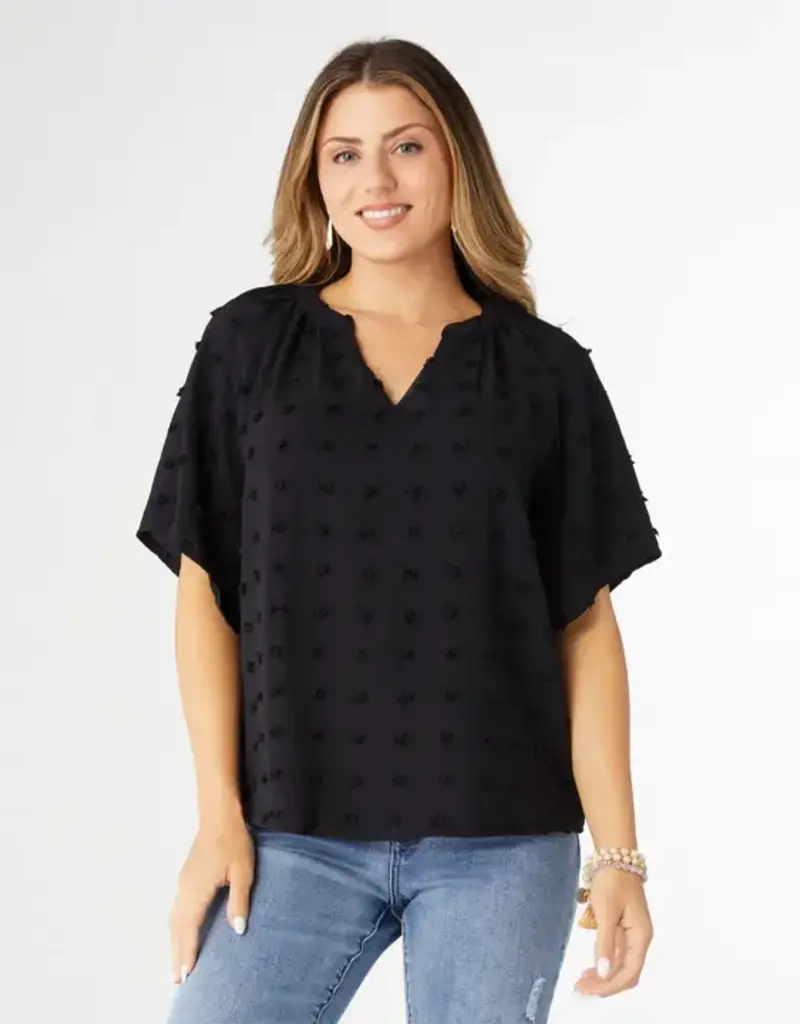 Stevie V-Neck Swiss Dot Top