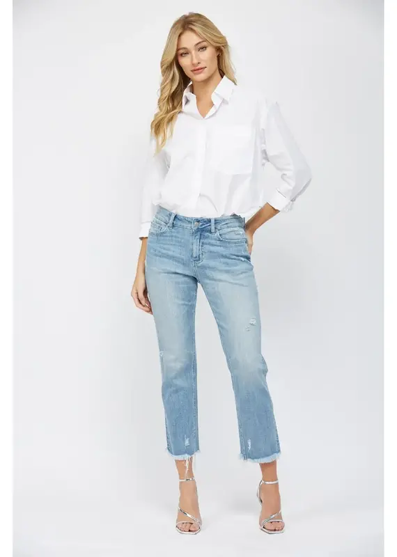 Mid Rise Cigarette Crop Jean
