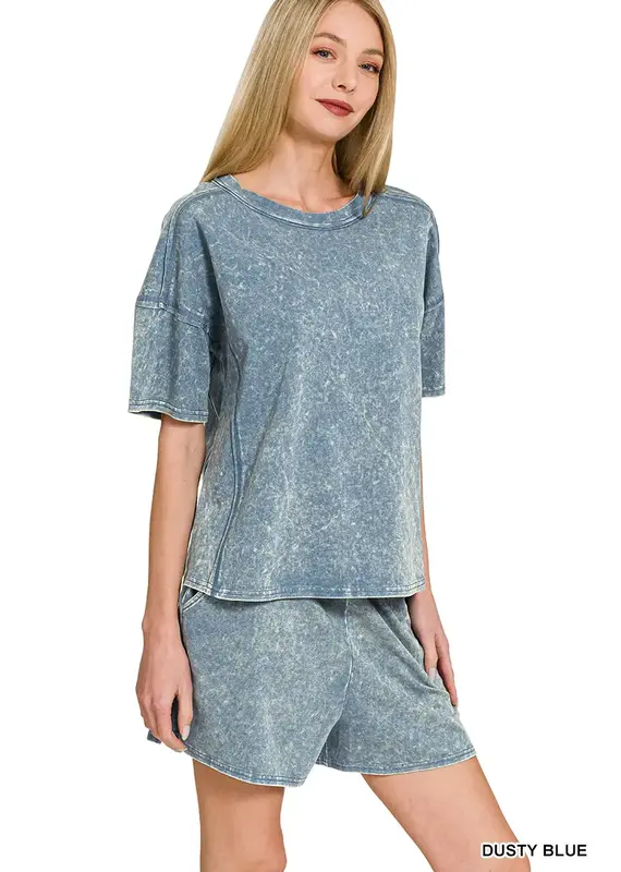 Acid Washed Tee and Short Set