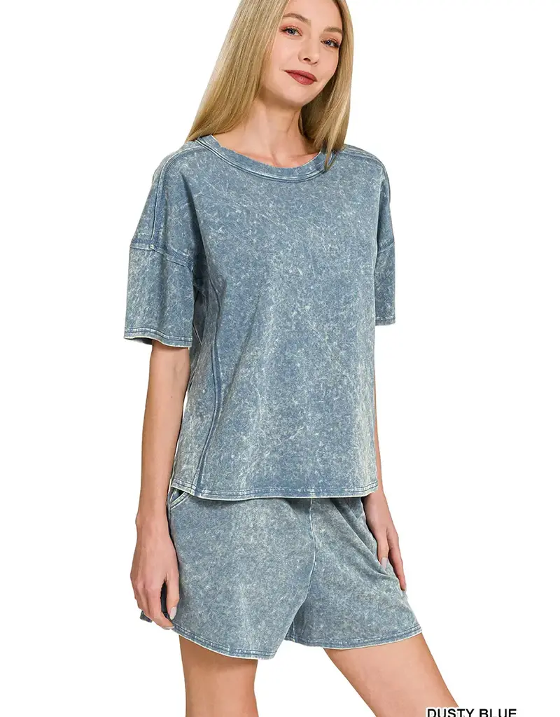 Acid Washed Tee and Short Set