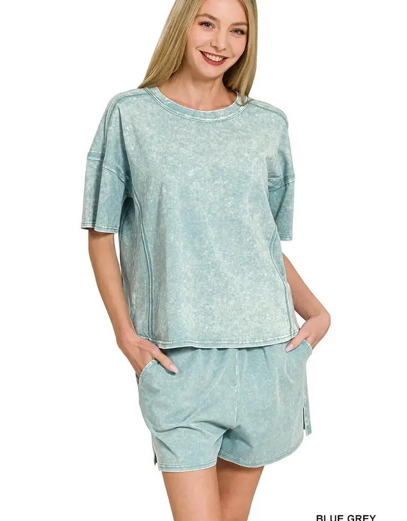 Acid Washed Tee and Short Set