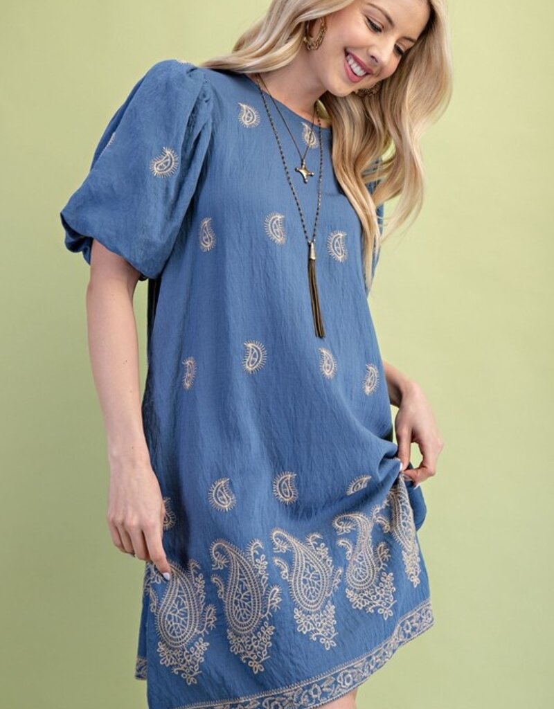 Floral Leaf Printed V Neck Dress