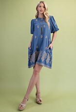 Floral Leaf Printed V Neck Dress