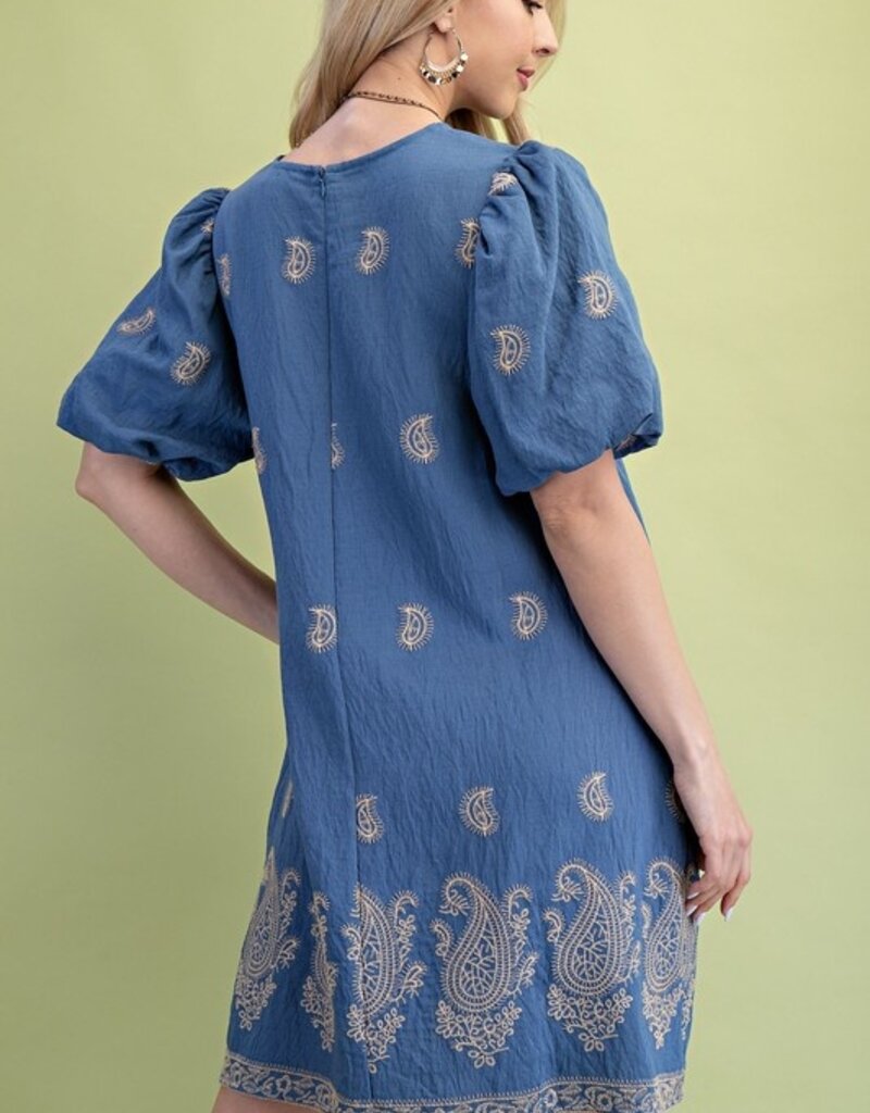 Floral Leaf Printed V Neck Dress