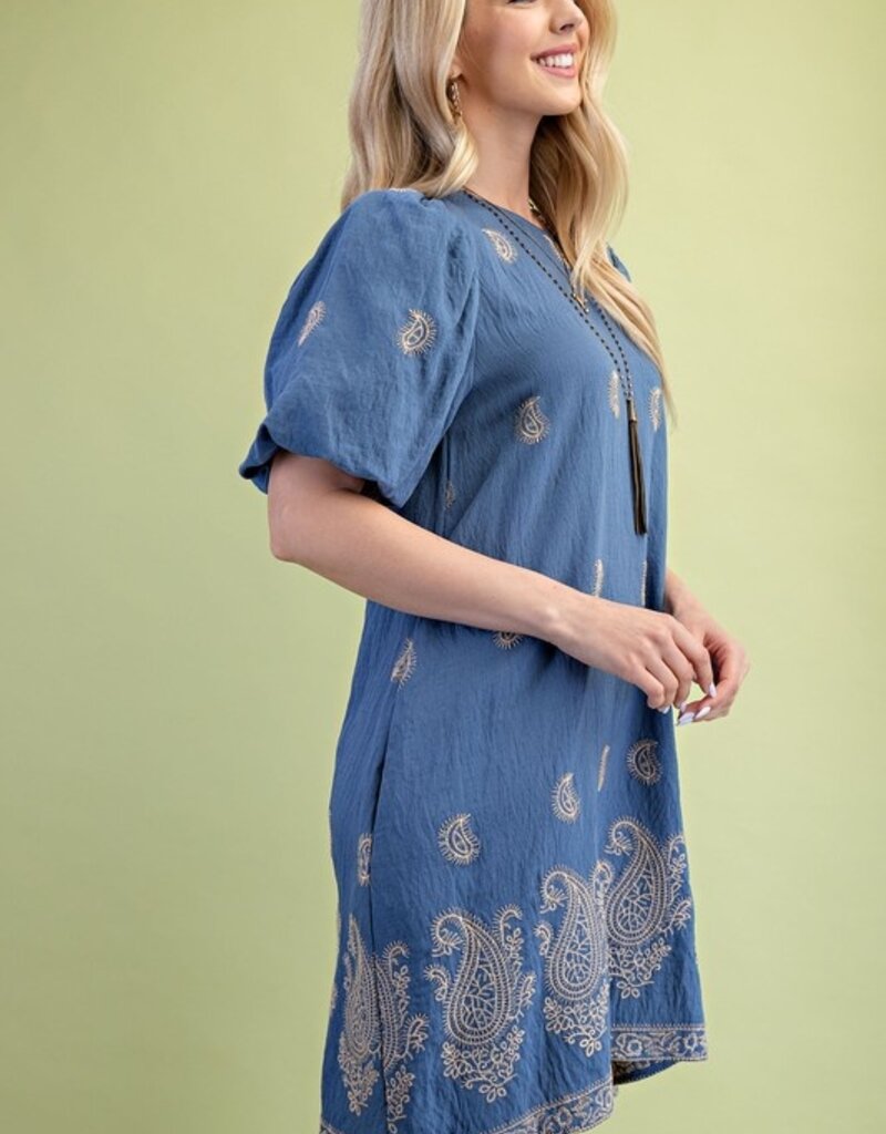 Floral Leaf Printed V Neck Dress