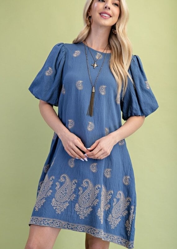 Floral Leaf Printed V Neck Dress
