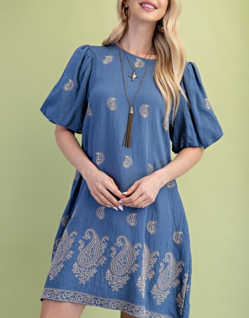 Floral Leaf Printed V Neck Dress