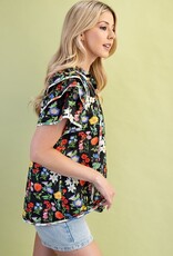 Annie Floral Print Ruffle Sleeve Top