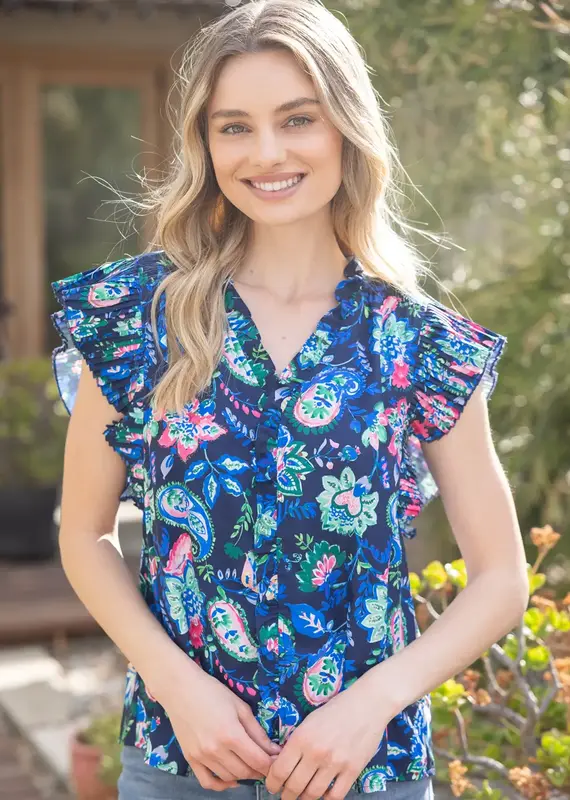 Paisley and Floral Woven Top