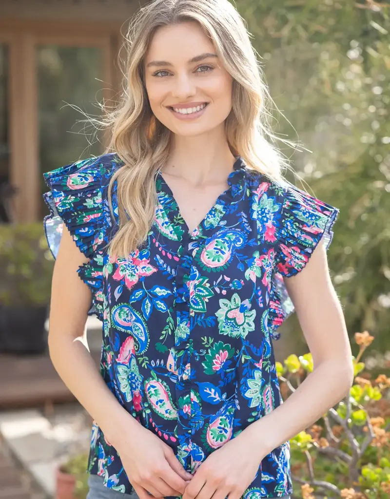 Paisley and Floral Woven Top