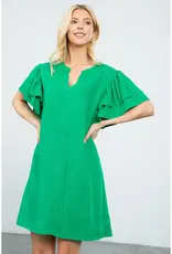 Flutter Sleeve V-Neck Dress