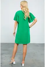 Flutter Sleeve V-Neck Dress