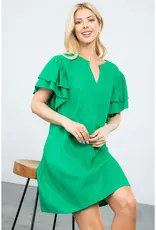 Flutter Sleeve V-Neck Dress