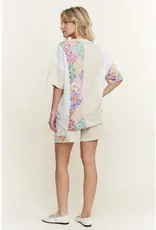 Mineral Wash Floral Block Henley Top