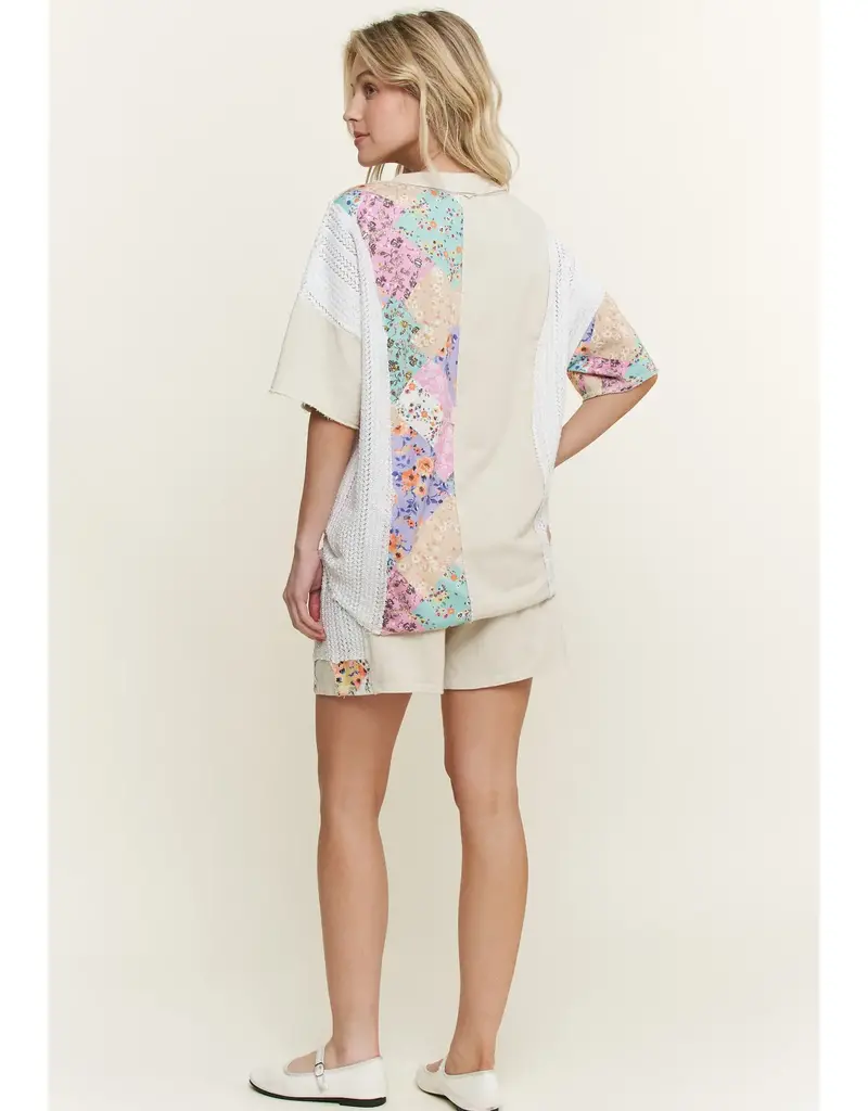 Mineral Wash Floral Block Henley Top