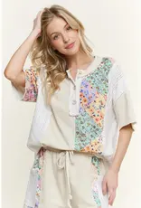Mineral Wash Floral Block Henley Top