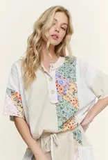 Mineral Wash Floral Block Henley Top