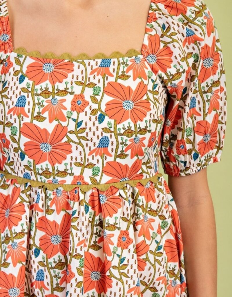 Square Neck Floral Dress