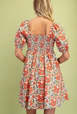 Square Neck Floral Dress