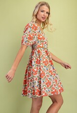 Square Neck Floral Dress