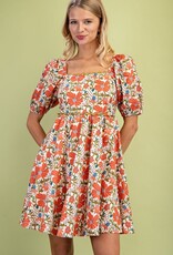 Square Neck Floral Dress