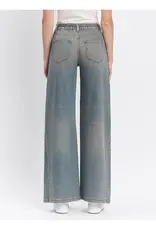 High Rise Tie Waistband Baggy Wide Jeans