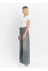 High Rise Tie Waistband Baggy Wide Jeans