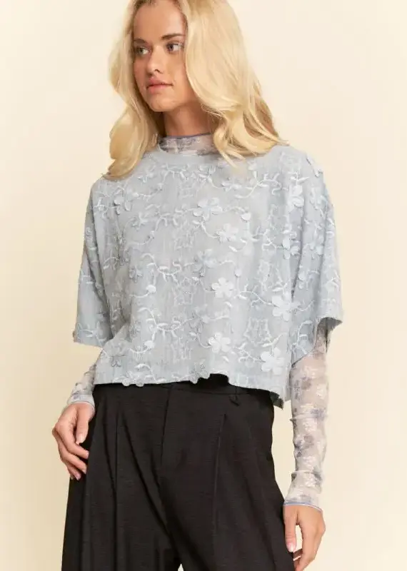 Floral Vine Mesh Crop Top