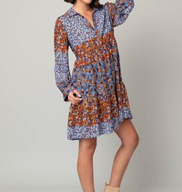 Ditsy Johnny Collar Babydoll Dress