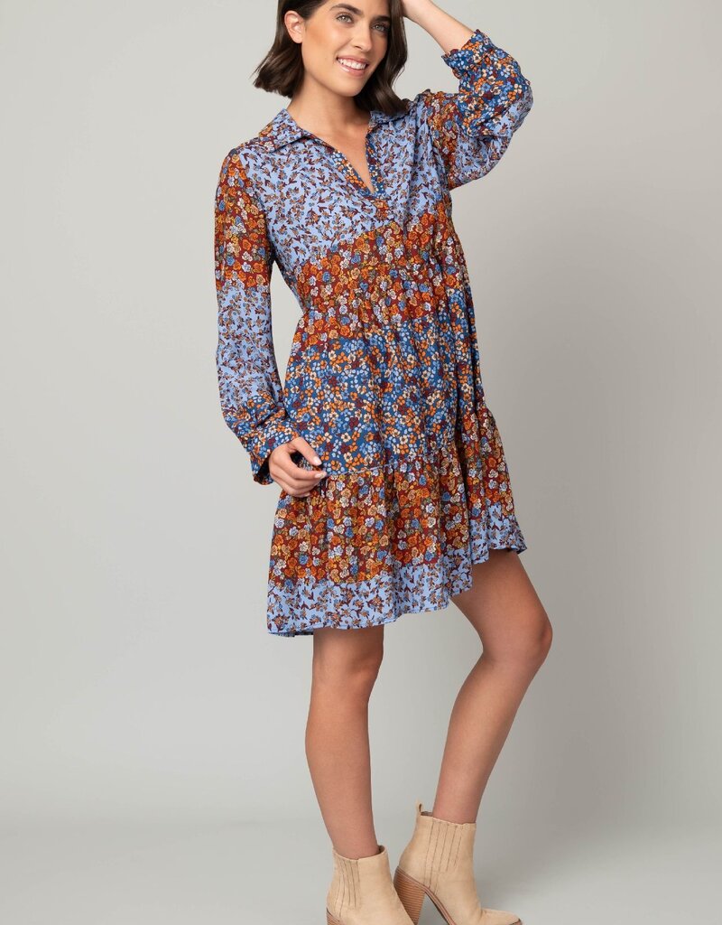 Ditsy Johnny Collar Babydoll Dress
