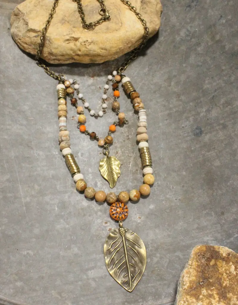 Nature Sings, Leaves Fall Triple Layered Necklace