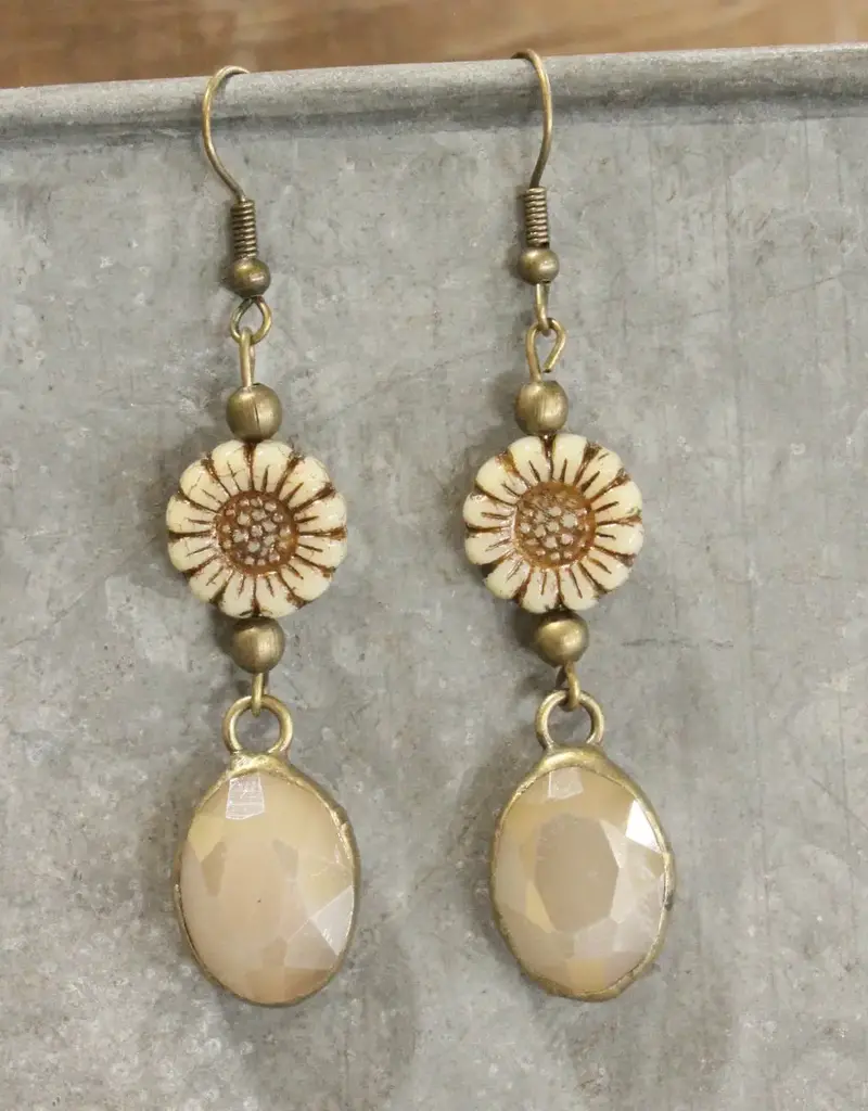Czech Me Out Elite Beige & Natural Dangle Earrings