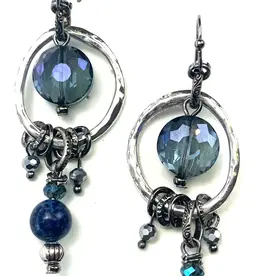 Ring, Glass & Dangles On Wire Dangle Earrings