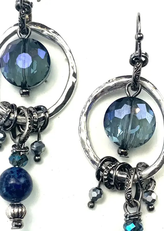 Ring, Glass & Dangles On Wire Dangle Earrings