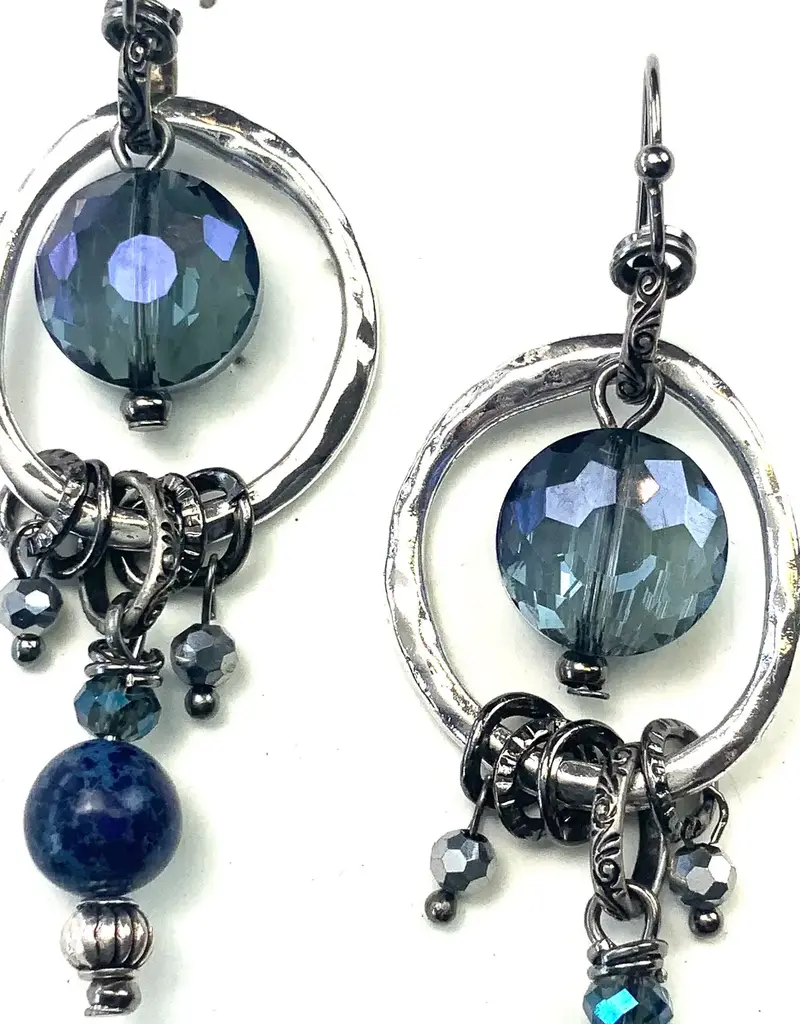 Ring, Glass & Dangles On Wire Dangle Earrings