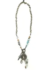 Front Toggle W/Beaded, Coin & Chain Dangles