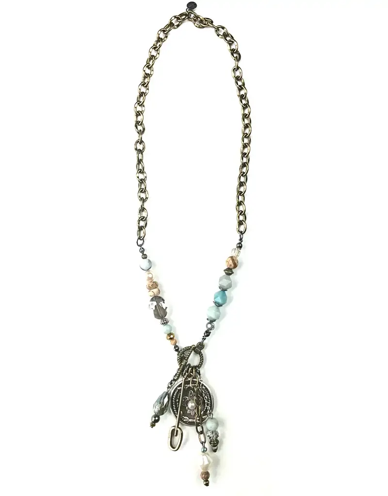 Front Toggle W/Beaded, Coin & Chain Dangles