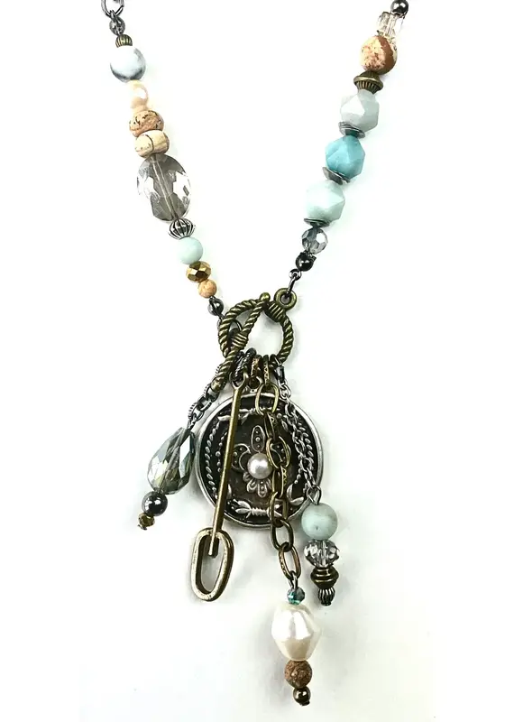Front Toggle W/Beaded, Coin & Chain Dangles